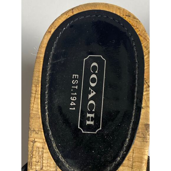 Coach Women's Brook Black Patent Leather Signature C Cork Wedge Sandals Size 10 - Picture 4 of 7